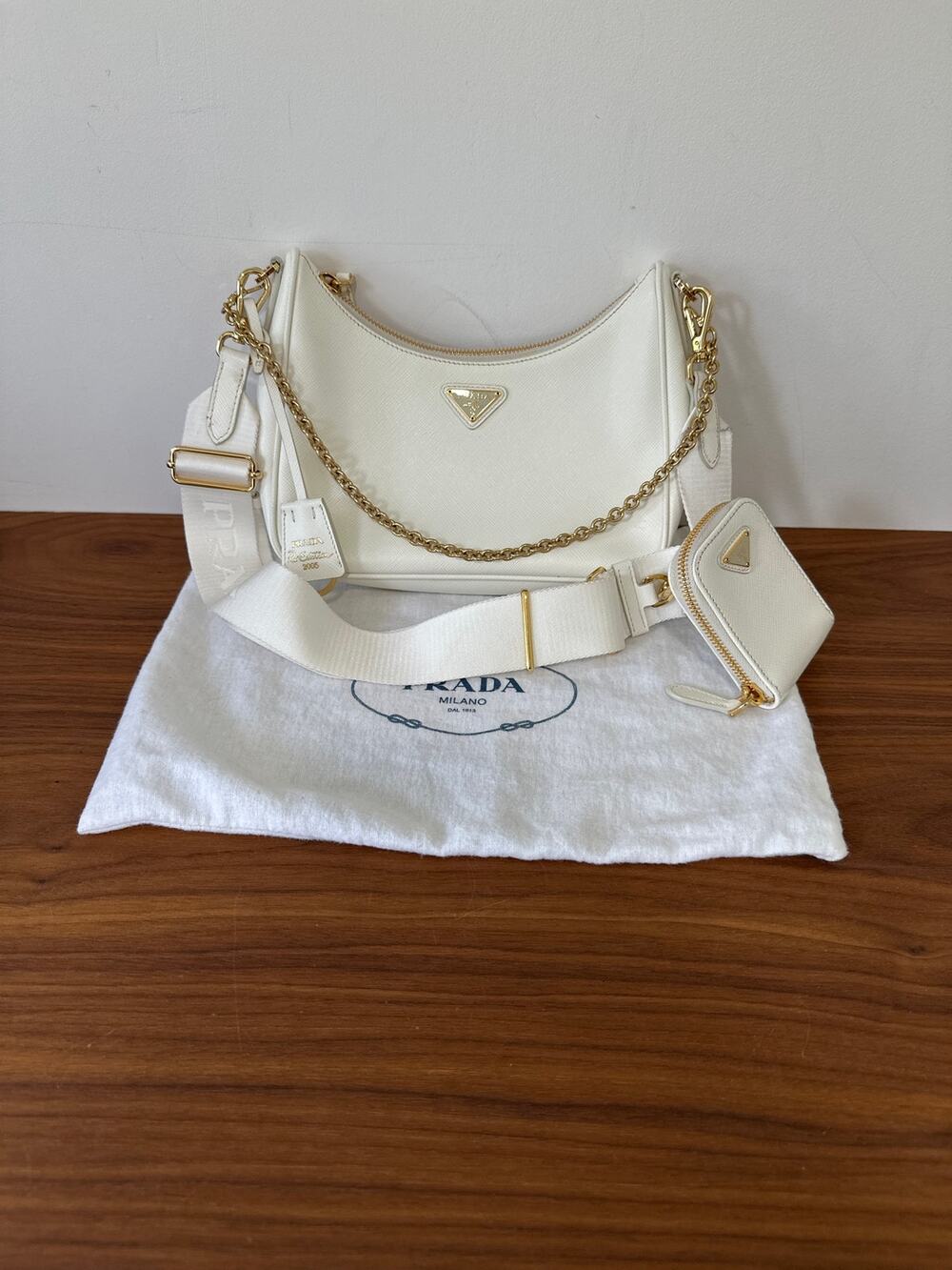 Prada Re-Edition 2005 Saffiano Leather Bag White